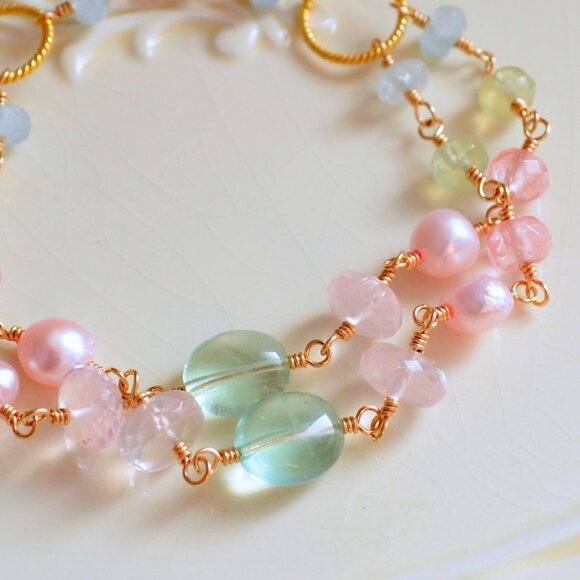 Double Strand Gemstone Bracelet in Lemon Lime - Hand Made in Canada - Picture 9 of 9